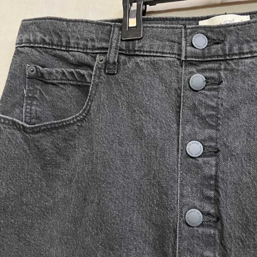 NWT Universal Thread Women's Size 16 Black A-line Midi Denim High Rise Skirt - Picture 5 of 13